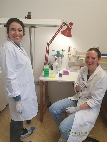 Dr. Ihssane Toujgani in Eva Plestenjak, mlada raziskovalka na KIS 