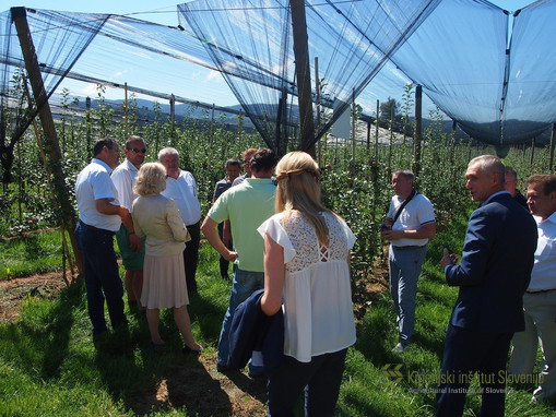 Gostje so si ogledali tudi Poskusni sadovnjak Kmetijskega inštituta Slovenije na Brdu pri Lukovici