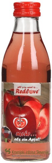 Eden od produktov predelave rdeče mesnatih jabolk je rdeče obarvan jabolčni sok. Fotografija: splet