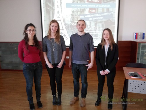 Camille Mestre, Klavdija Poklukar and Aleš Sedlar with Attaché Mrs Marion Moreau